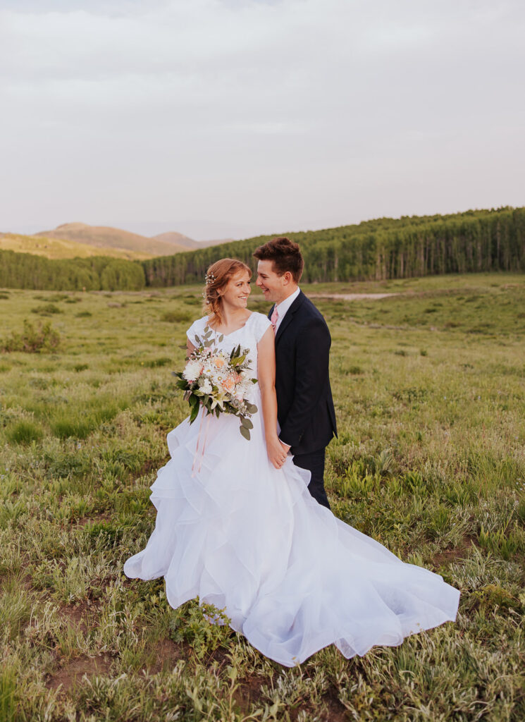 Bride and groom wedding attire idea