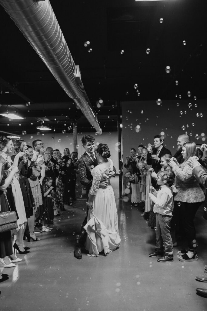 Bubble wedding getaway exit