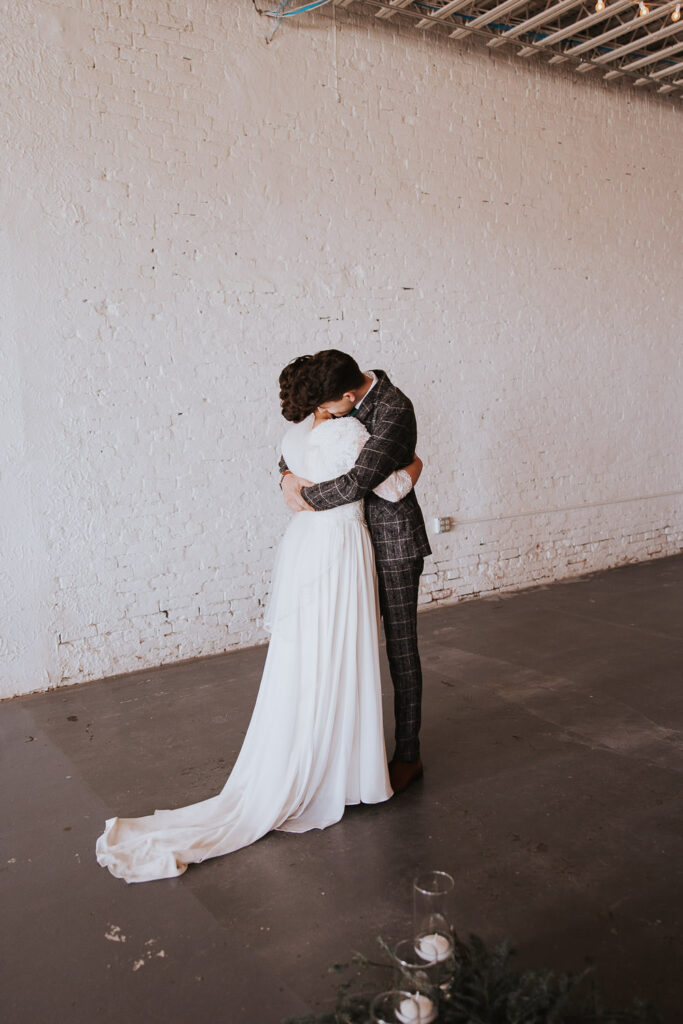 Bride and groom first look in Toledo Ohio