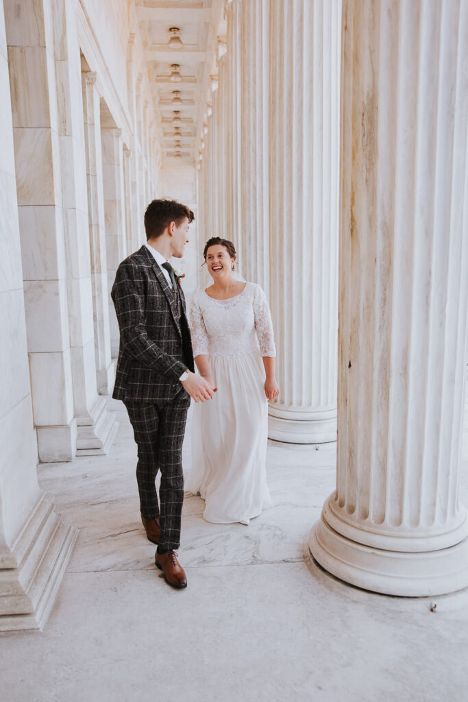 Natural lighting for bride and groom on wedding day