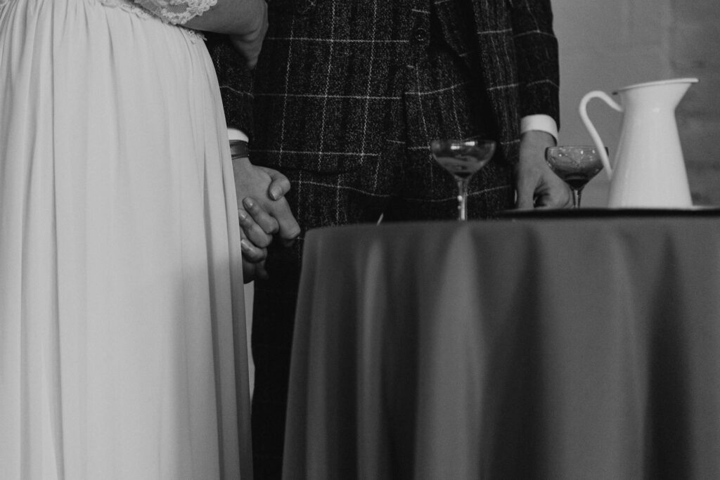 Bride and groom take communion before getting married in Ohio