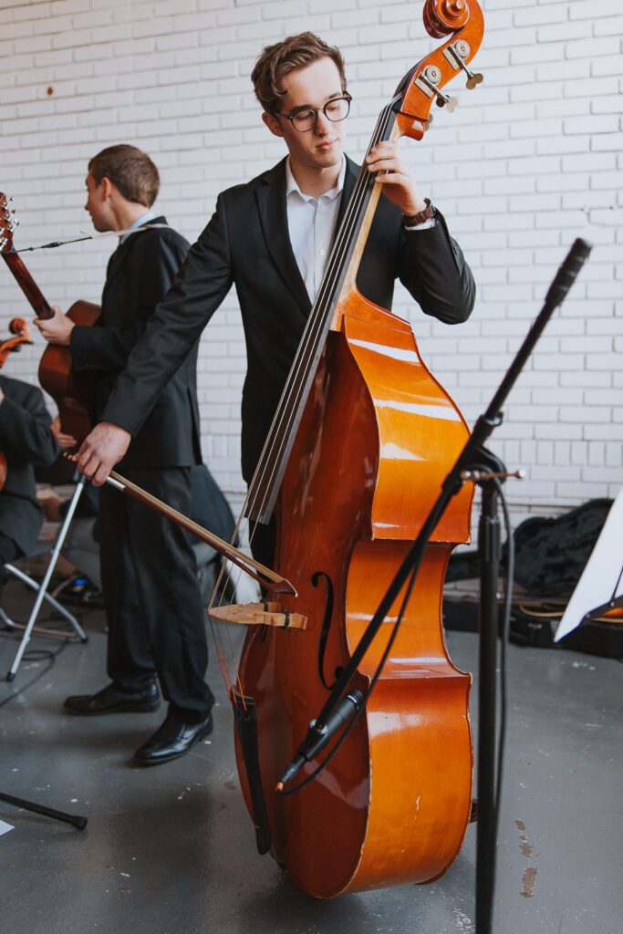Cello played by wedding band member in Toledo, Ohio